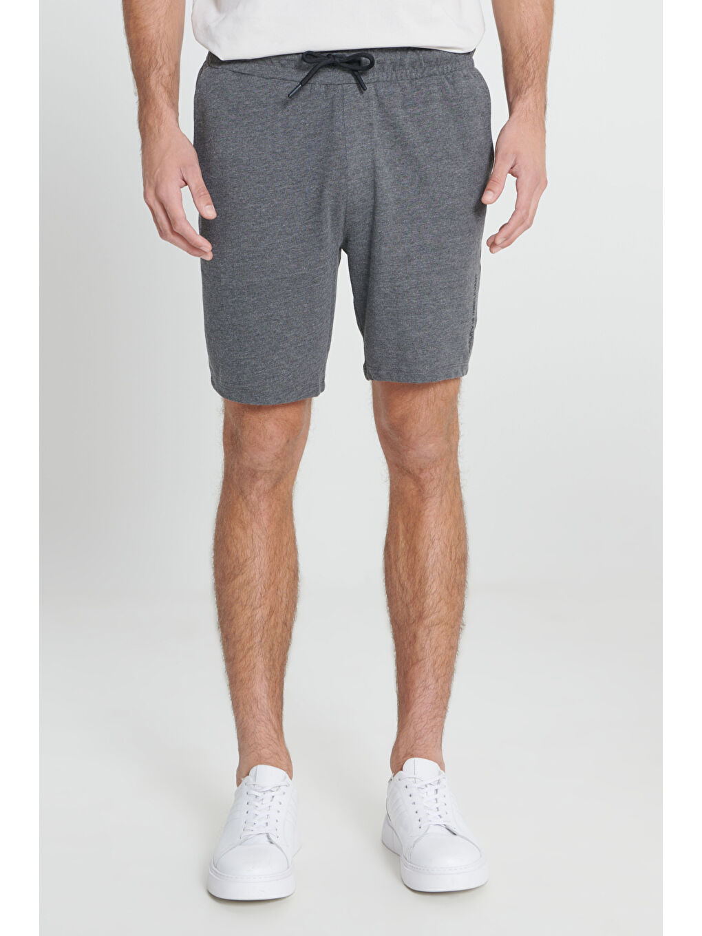 Erkek Antrasit-Melanj Standart Fit Normal Kesim Pamuklu Rahat Örme Şort-1
