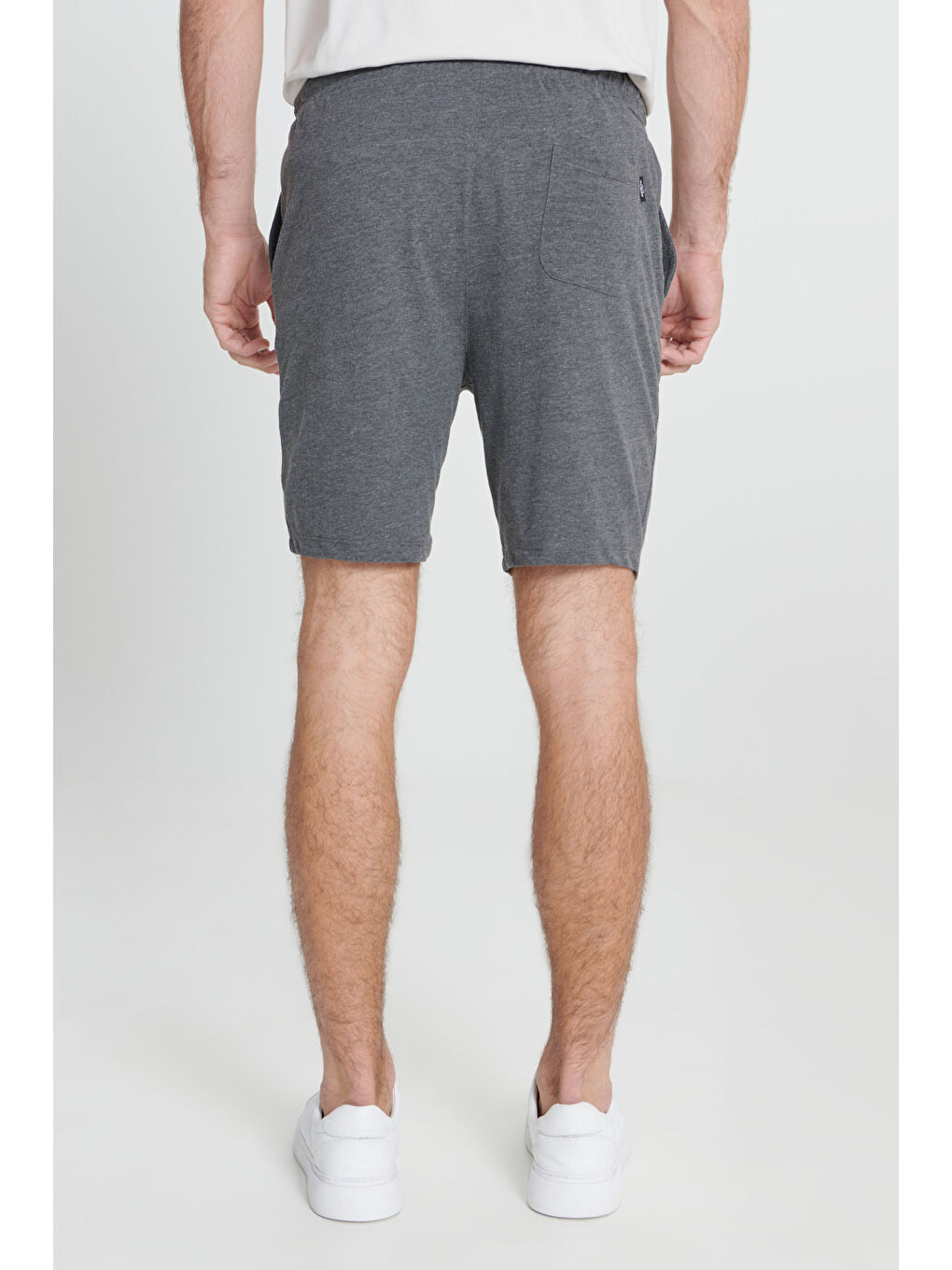 Erkek Antrasit-Melanj Standart Fit Normal Kesim Pamuklu Rahat Örme Şort-4