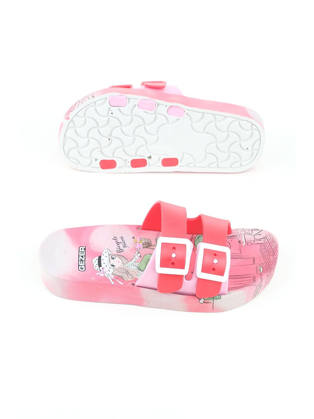 Kırmızı Yazlık Kız Çocuk Ayarlanabilir İki Toka Islak Zemine Uygun Terlik-4