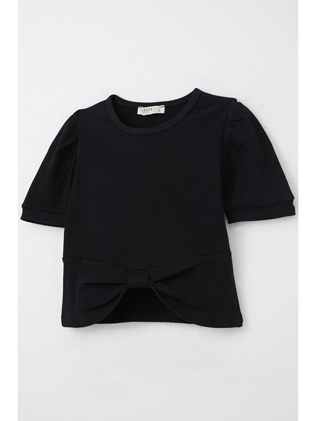 Kız Çocuk Crop Tişört Göbek Dekolte Detaylı Siyah (8-14 Yaş)-2