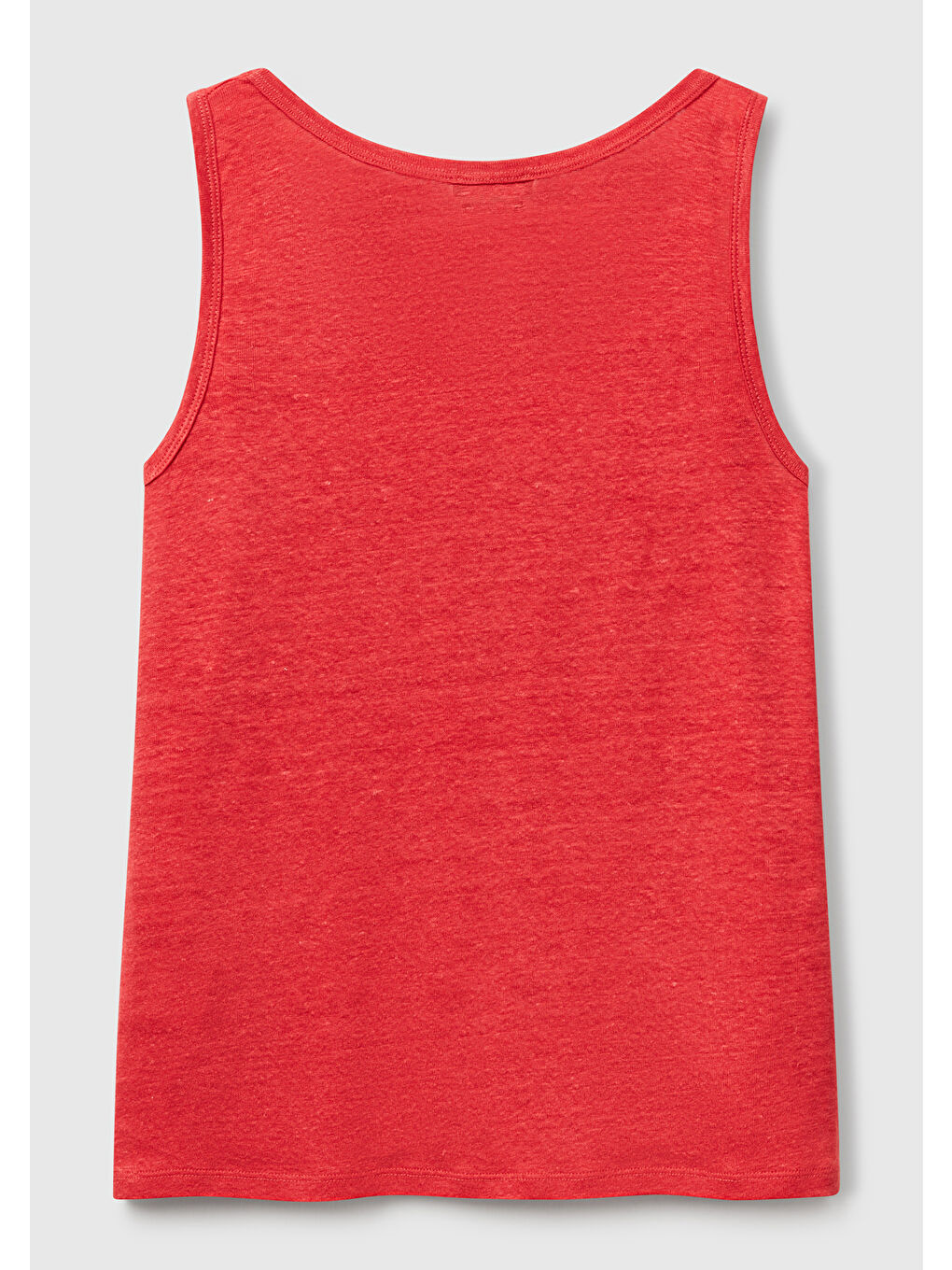 Kadın Mercan %100 Keten Yanları Yırtmaçlı Regular Fit Yuvarlak Yaka Atlet-3