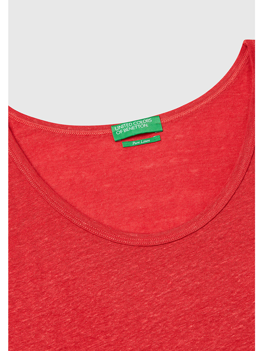 Kadın Mercan %100 Keten Yanları Yırtmaçlı Regular Fit Yuvarlak Yaka Atlet-4