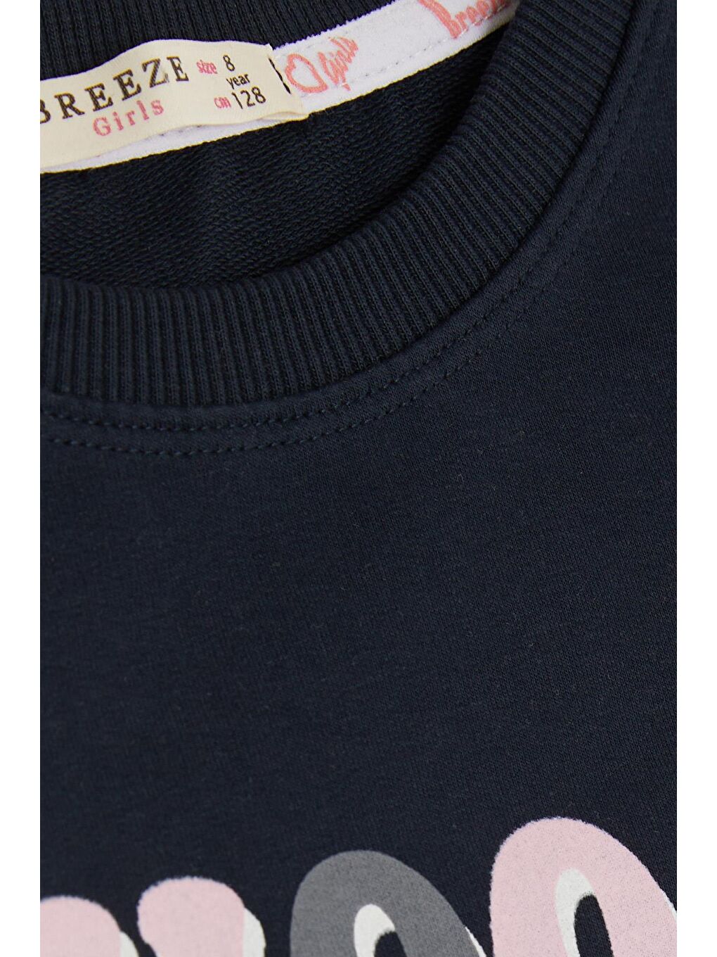 Kız Çocuk Tunik Mutluluk Temalı Yazı Baskılı Lacivert (8-12 Yaş)-2