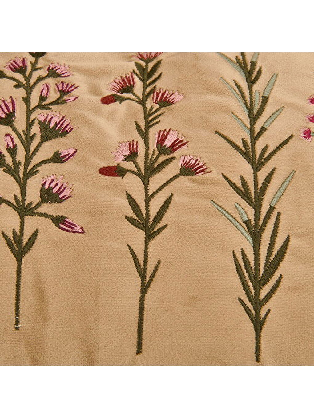 Soft Flora Kadife Kırlent - Bej - 30x50 cm-1