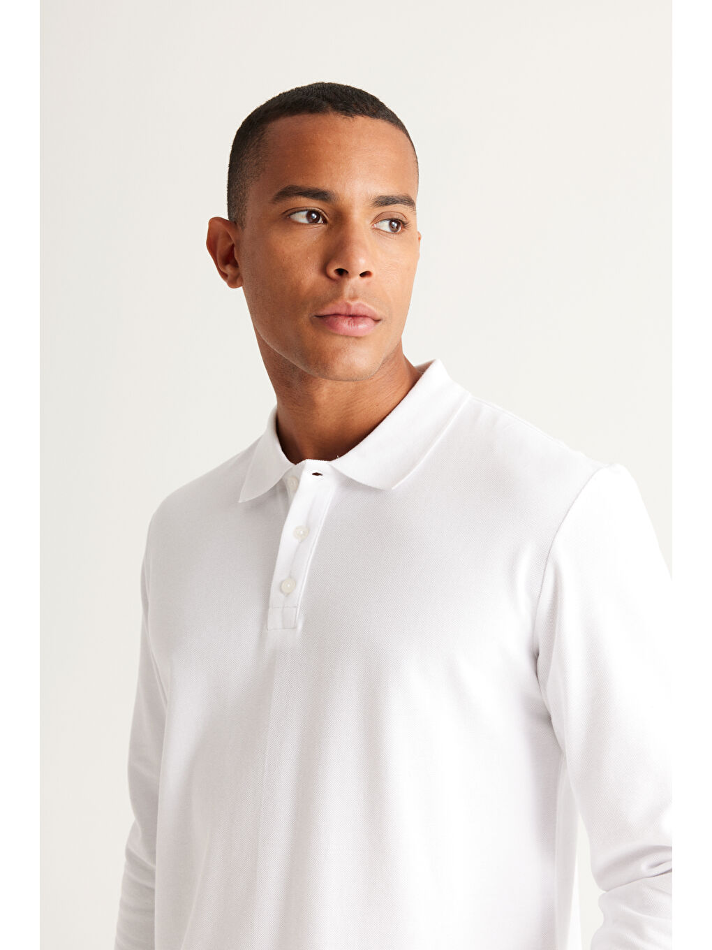 Erkek Beyaz Standart Fit Normal Kesim %100 Pamuk Polo Yaka Tişört-4