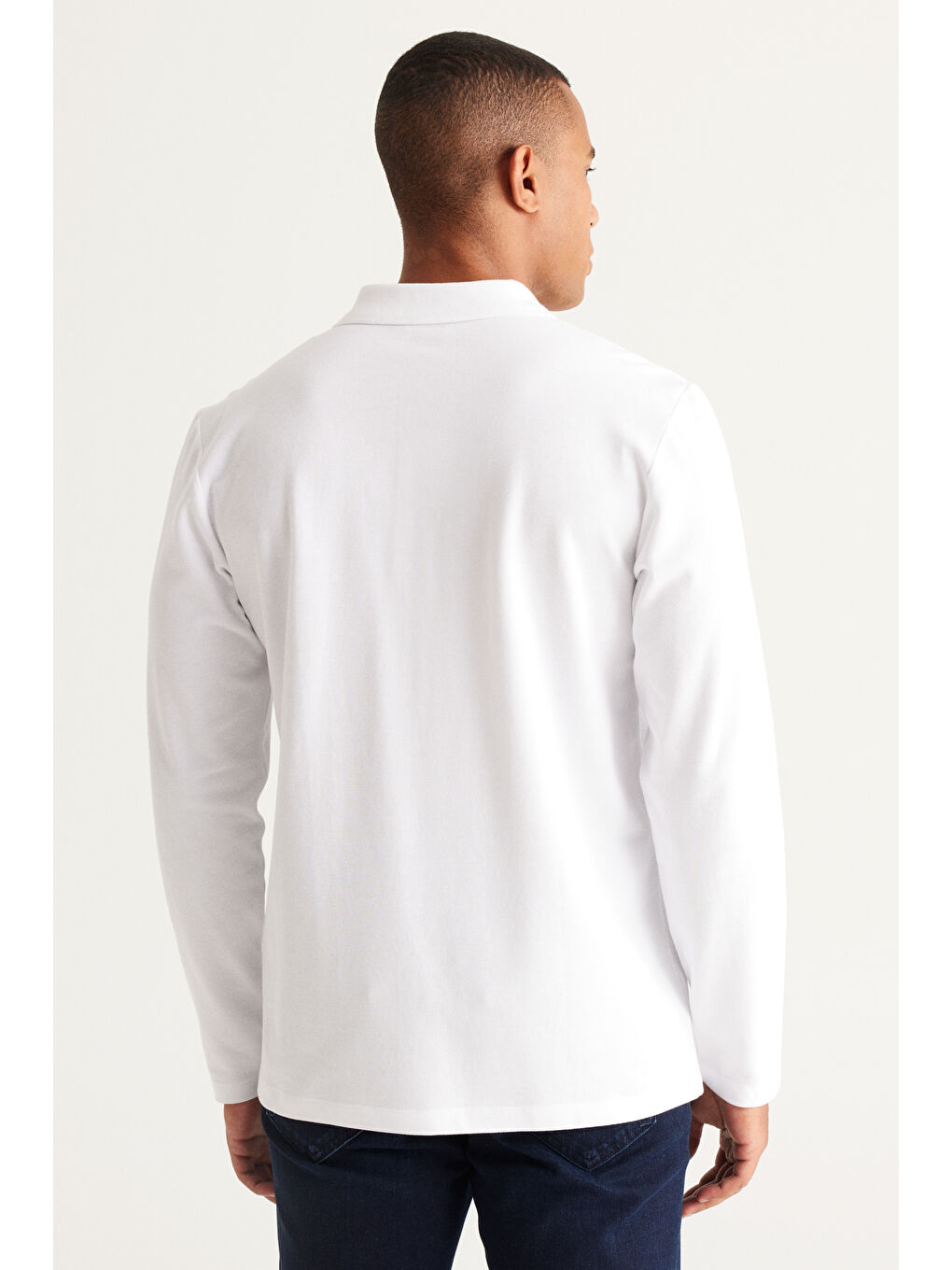 Erkek Beyaz Standart Fit Normal Kesim %100 Pamuk Polo Yaka Tişört-5