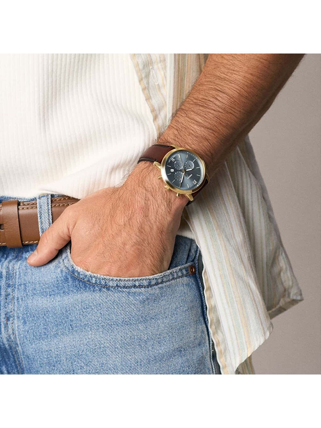 Kahverengi FFS6162 Erkek Kol Saati-5