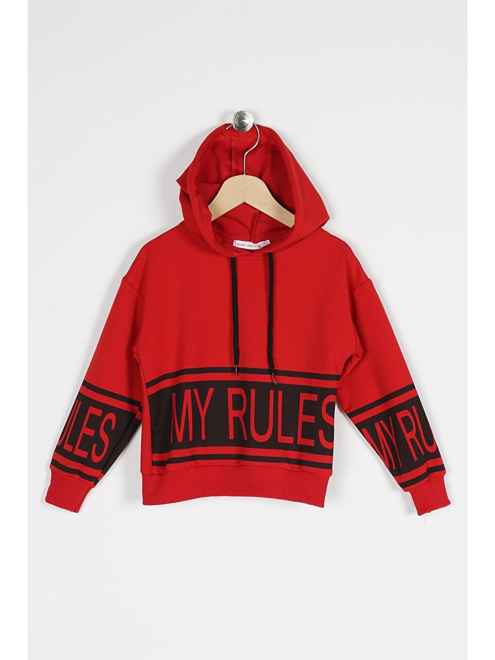 Kapüşonlu Uzun Kol Kırmızı Renk Kız Çocuk Sweatshirt