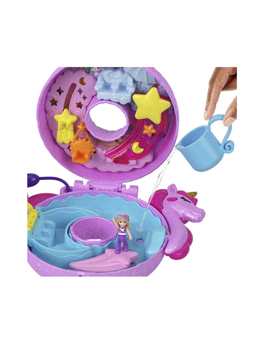 Polly Pocket Beyaz-Renklibaskı Unicorn Temalı Oyun Seti HKV34 - 1