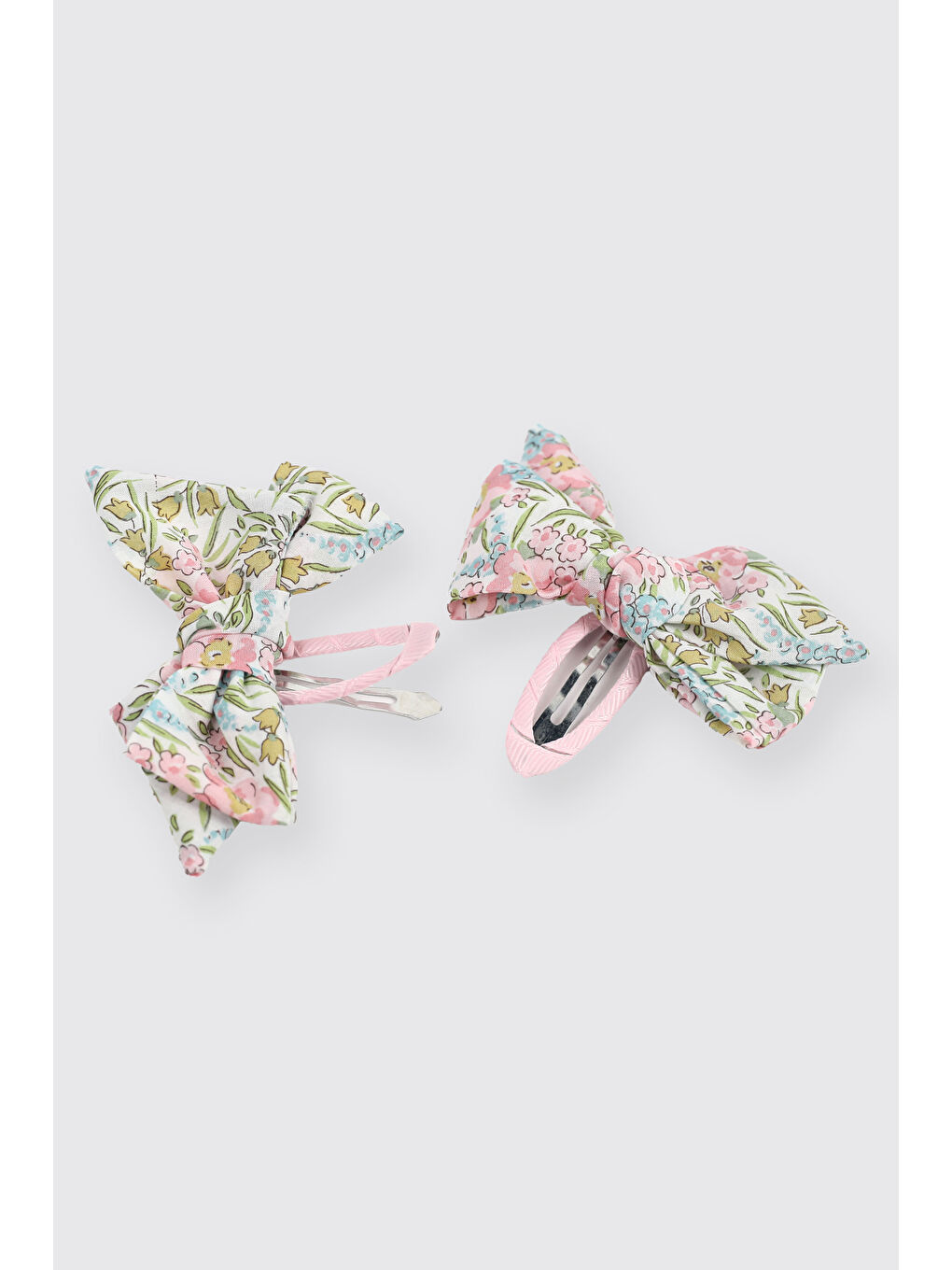 Pembe Liberty Kumaş Çiçekli Kız Çocuk Toka Seti-1