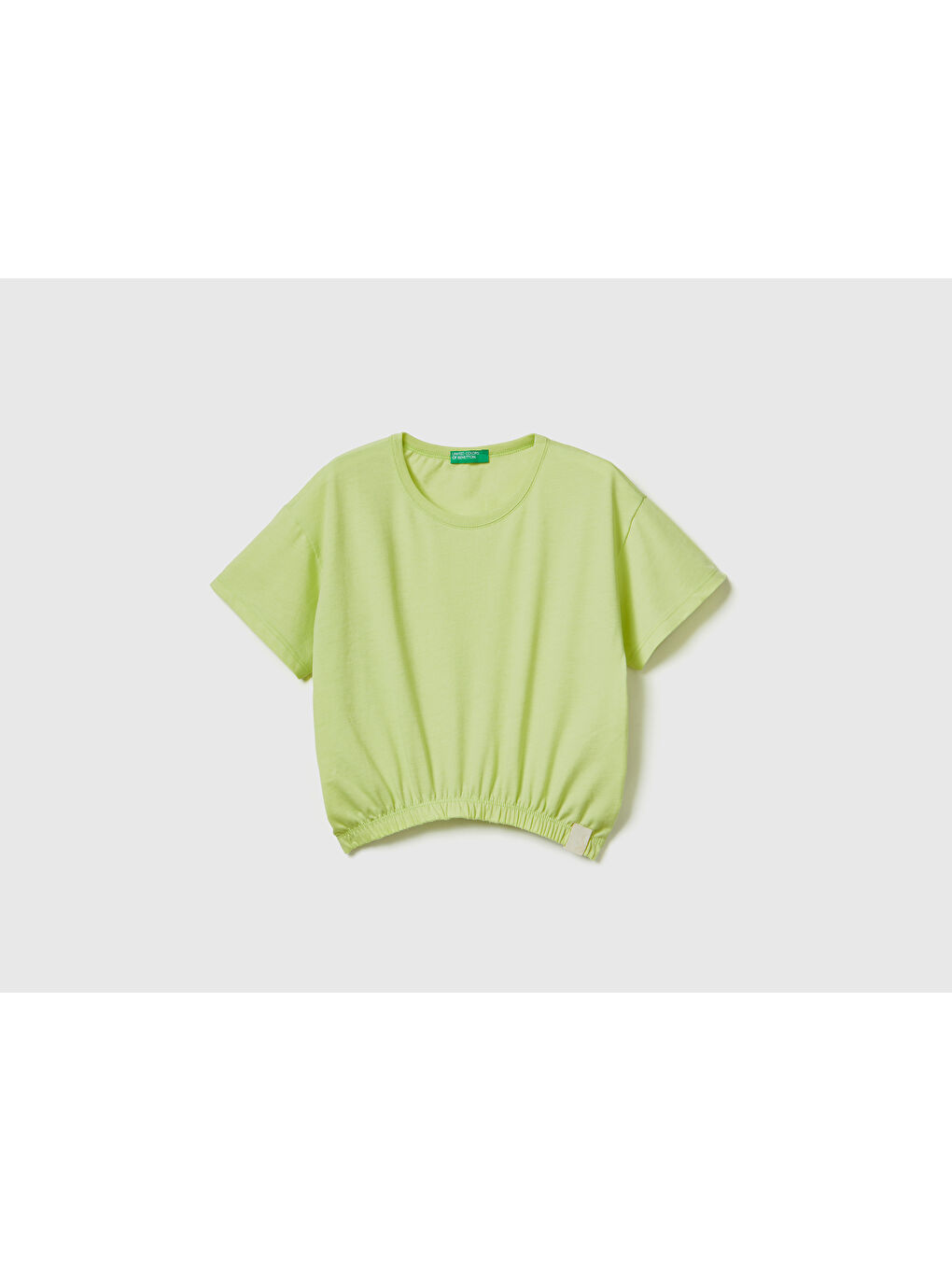 United Colors Of Benetton Kız Çocuk Açık Sarı Logo Etiketli T-Shirt