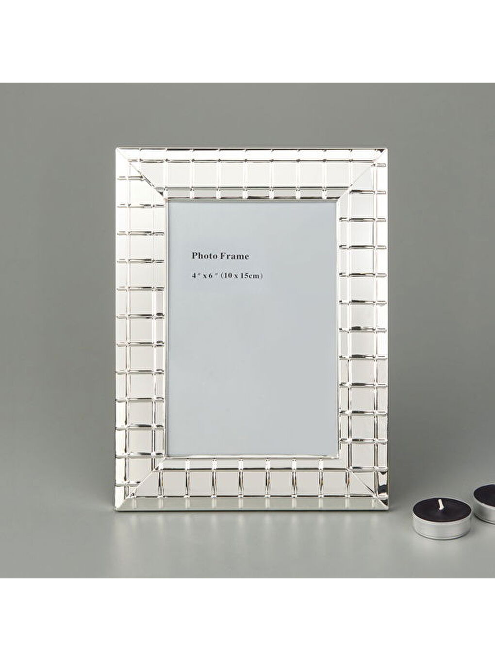 Gri Metal Çizgili Fotoğraf Çerçevesi - Silver - 10x15 cm