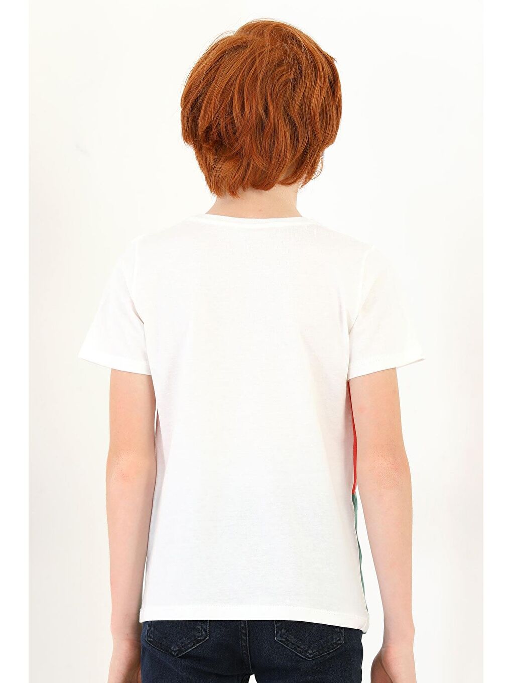 Lila Bisiklet Yaka Kısa Kol Perfect Match Baskı Parçalı Ekru Çağla Renk Erkek Çocuk Tshirt-3