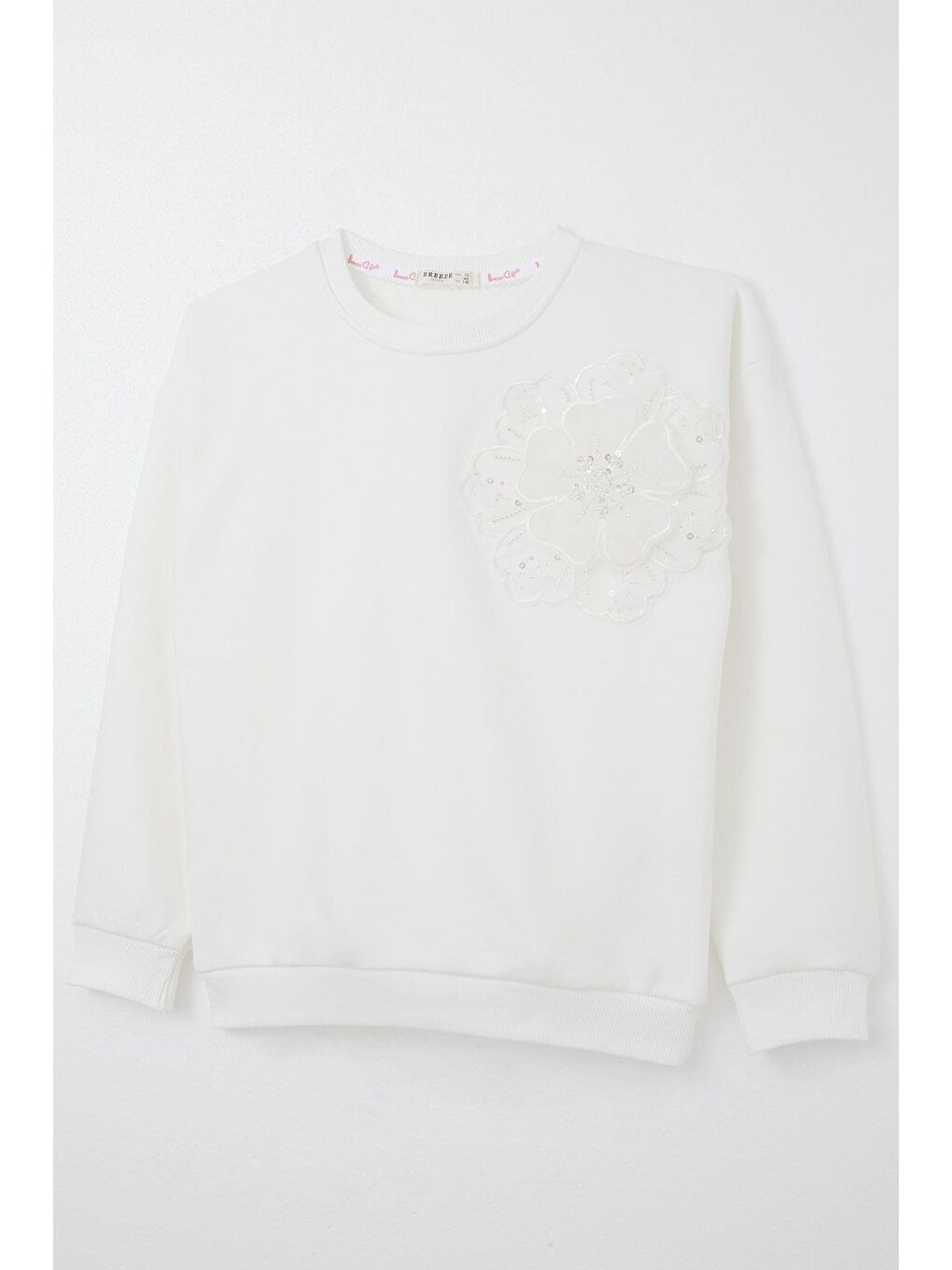 Kız Çocuk Sweatshirt Yonca Arma Aksesuarlı Ekru (11-14 Yaş)-2