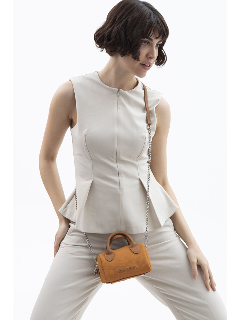 Kahverengi Kadin Çapraz Çanta Hardal-Camel BNT1593-1