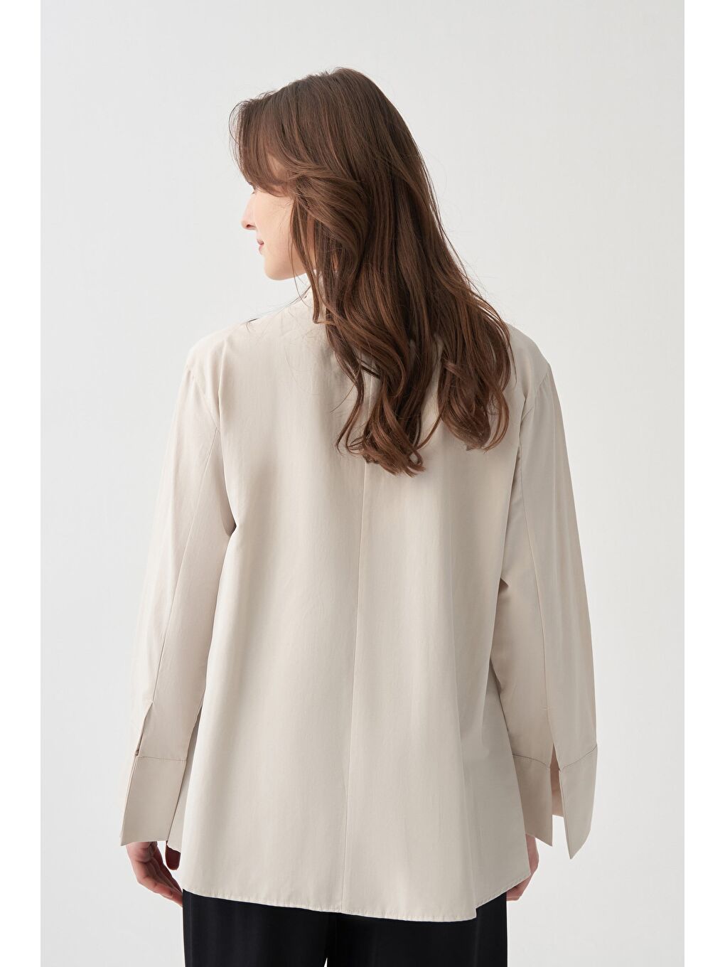 Bej Taş-Nakış Detaylı Gömlek-3