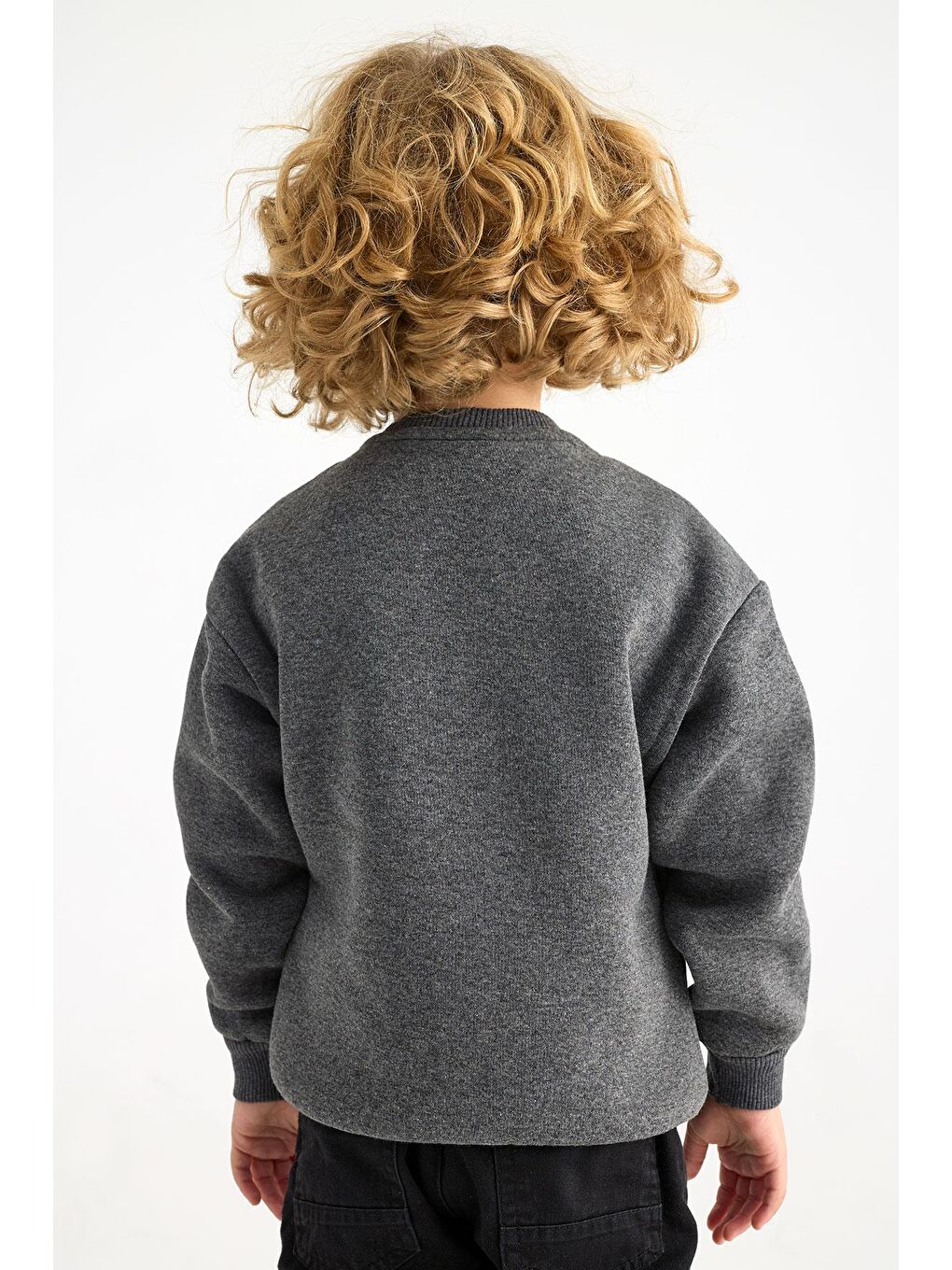 Bisiklet Yaka Uzun Kol Antrasit Renk Erkek Çocuk Sweatshirt-2