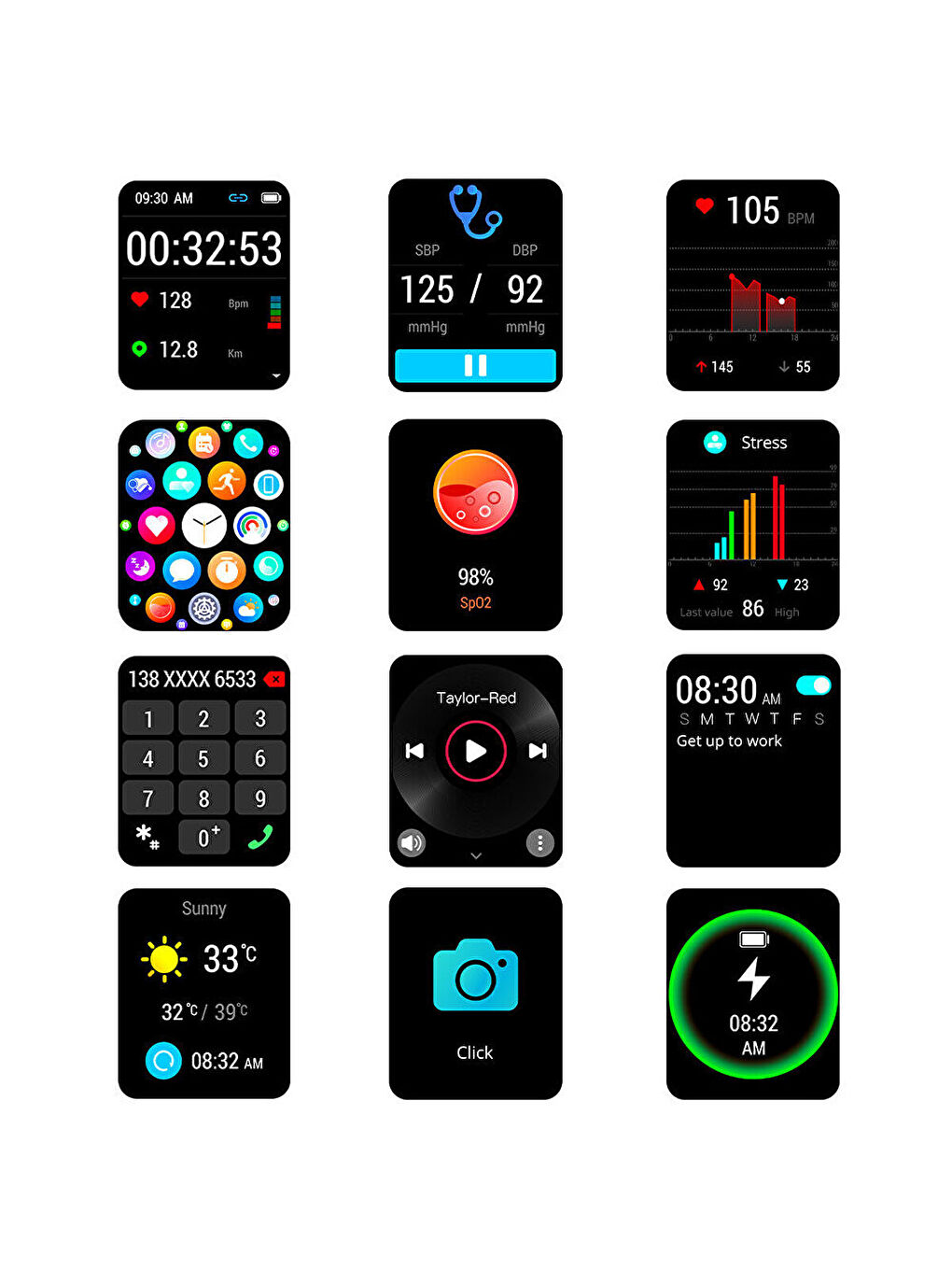 Siyah FT202301AM0201 Akıllı Saat-3