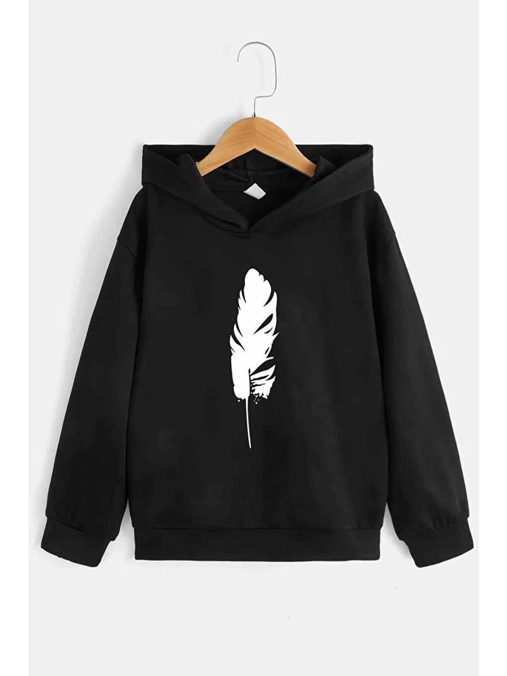 uyguntarz Siyah Çocuk Tüy Baskılı Sweatshirt