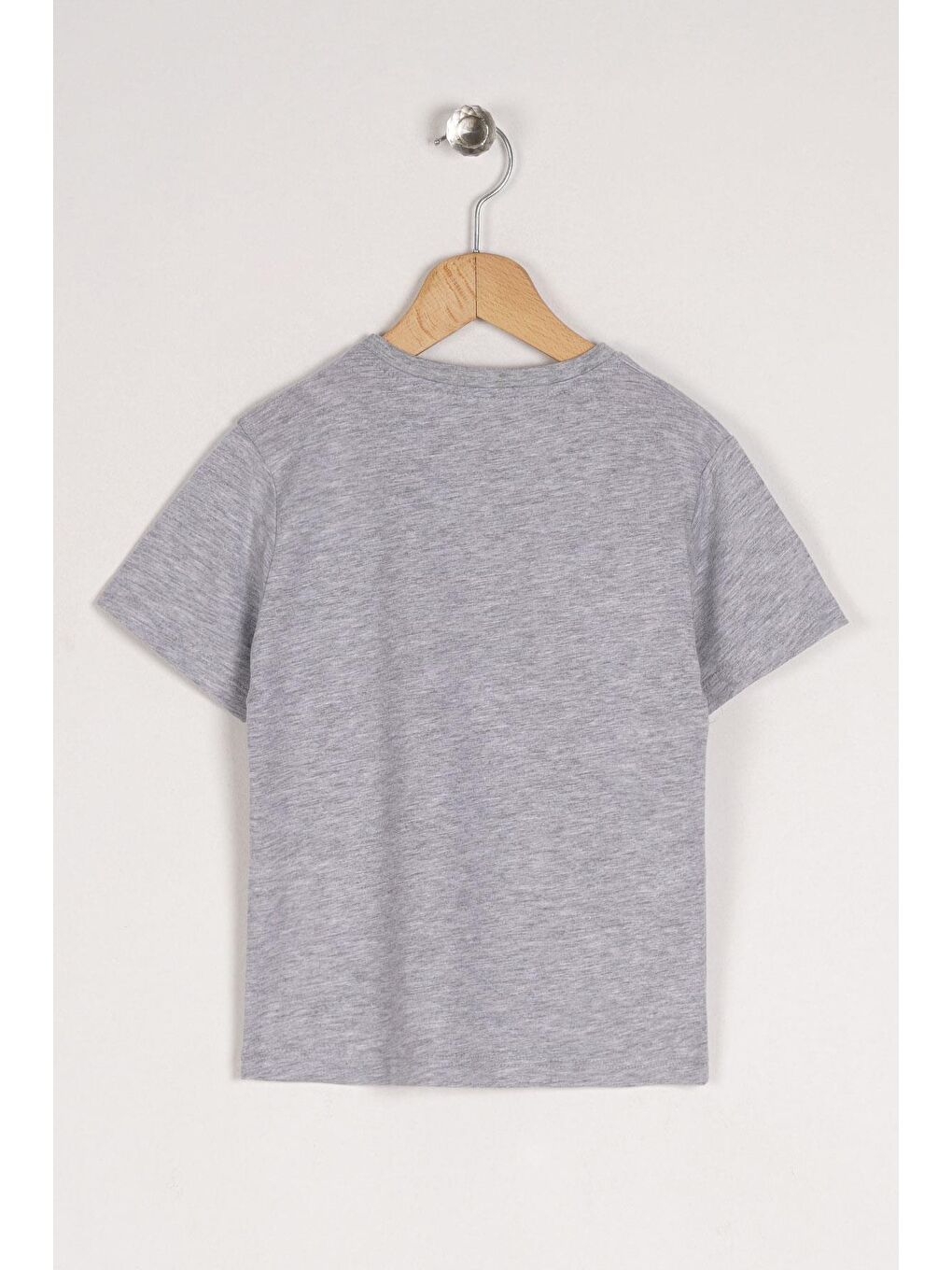 Bisiklet Yaka Kısa Kol Baskılı Gri Renk Erkek Çocuk Tshirt-1