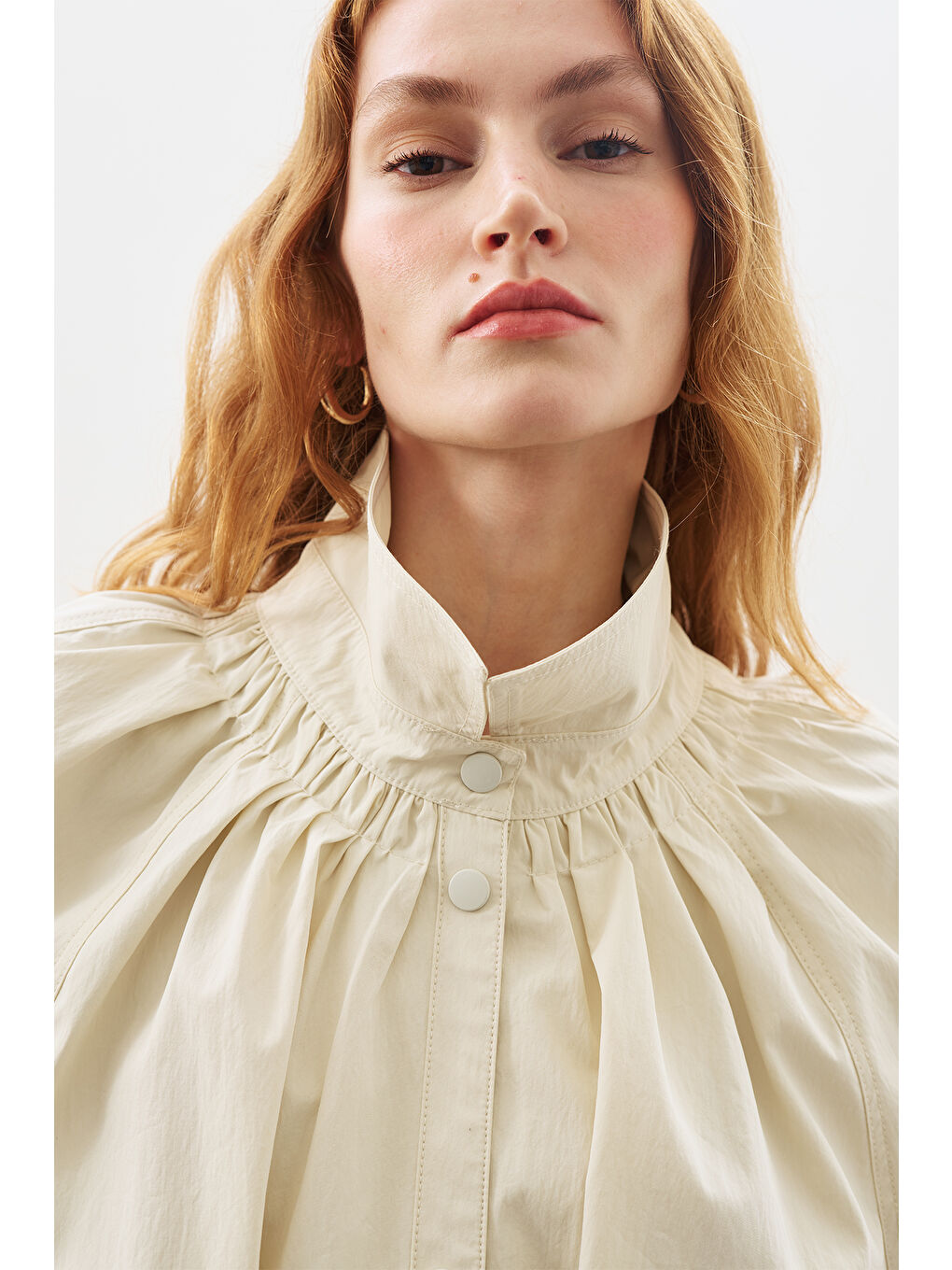 Bej Oversıze Bağlamalı Midi Trençkot Taş-2