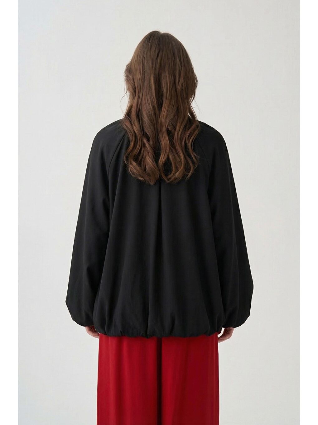 Siyah-Fermuarlı Balon Form Astarlı Ceket-2