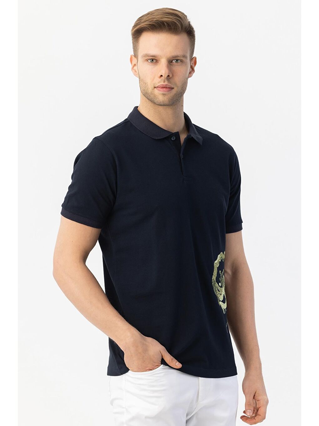 Giotelli Lacivert Slim Fit %100 Pamuk Polo Yaka Erkek Tişört-2