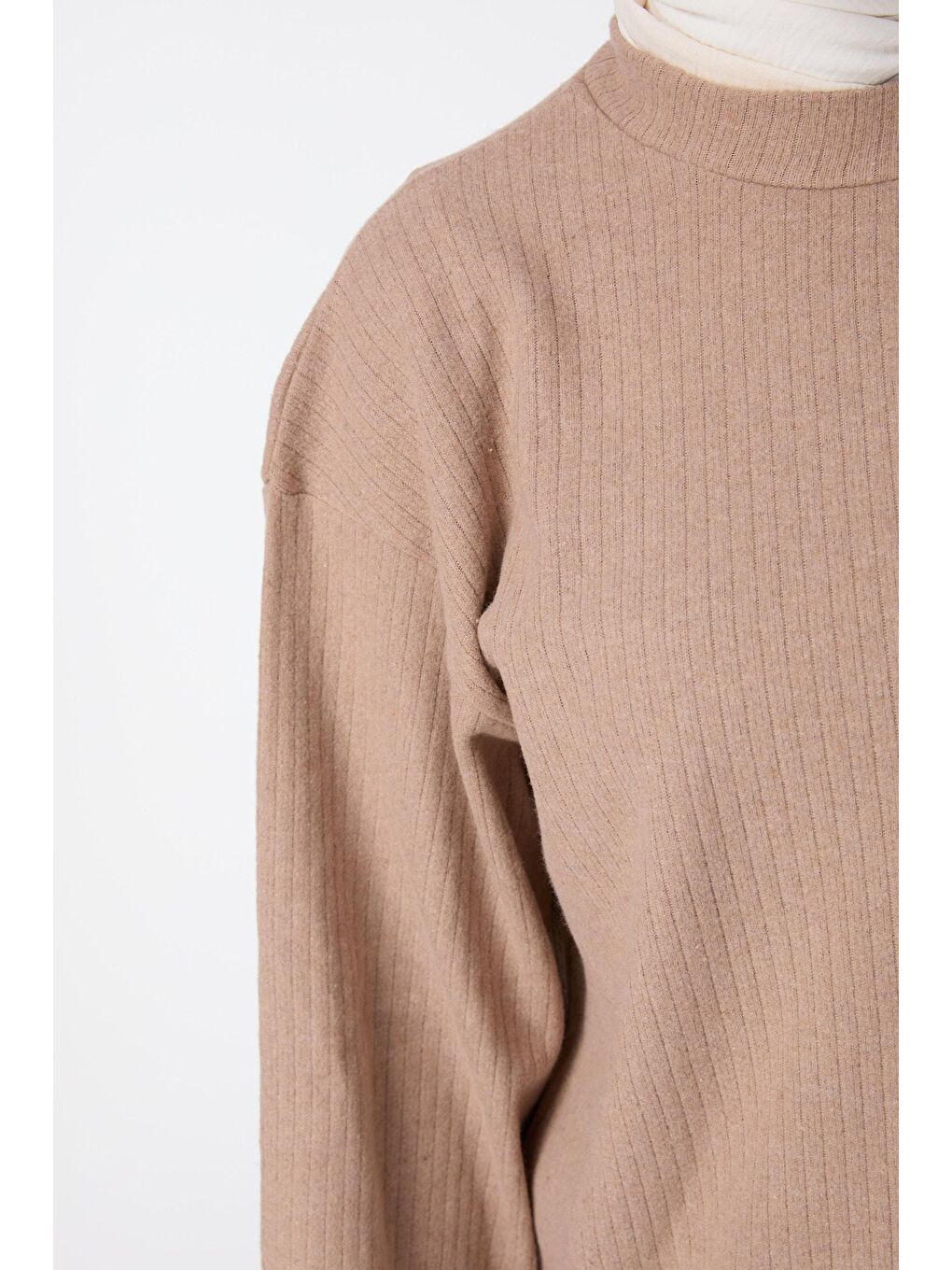 Bej Yarım Balıkçı Yaka Kadın Vizon Tunik - 23606-4