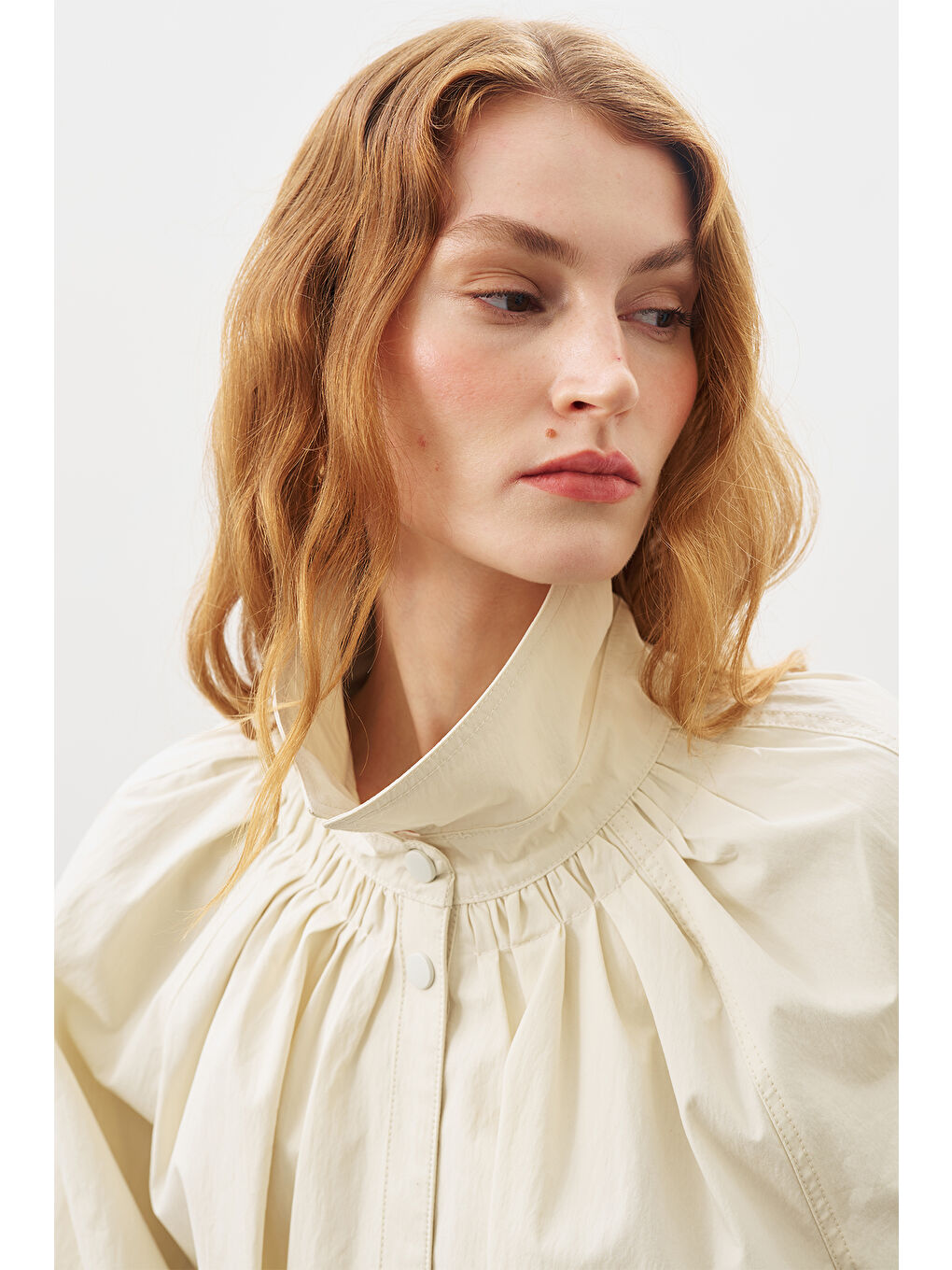 Bej Oversıze Bağlamalı Midi Trençkot Taş-5