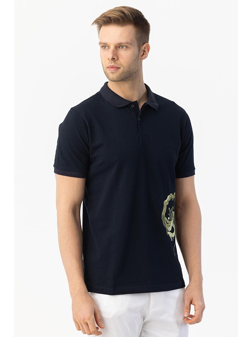 Giotelli Lacivert Slim Fit %100 Pamuk Polo Yaka Erkek Tişört-3