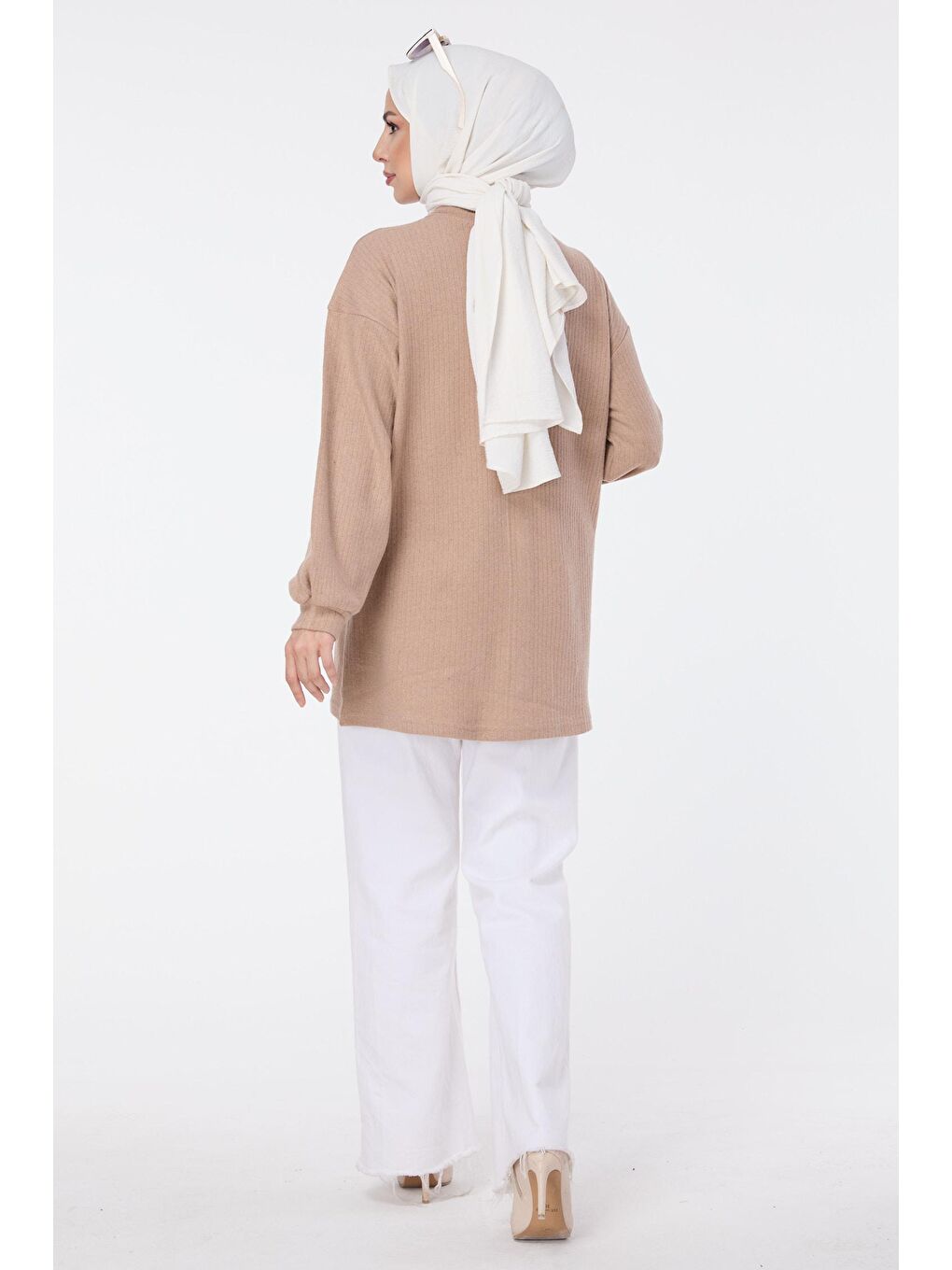 Bej Yarım Balıkçı Yaka Kadın Vizon Tunik - 23606-5