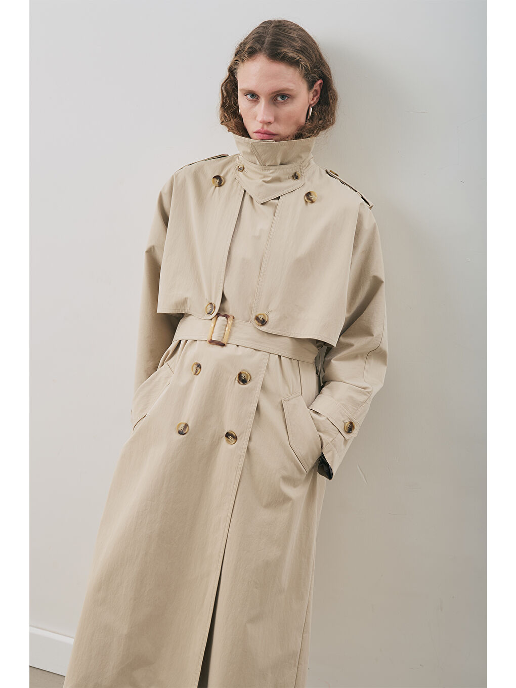 Bej Zurıch Oversıze Trençkot Kum-3