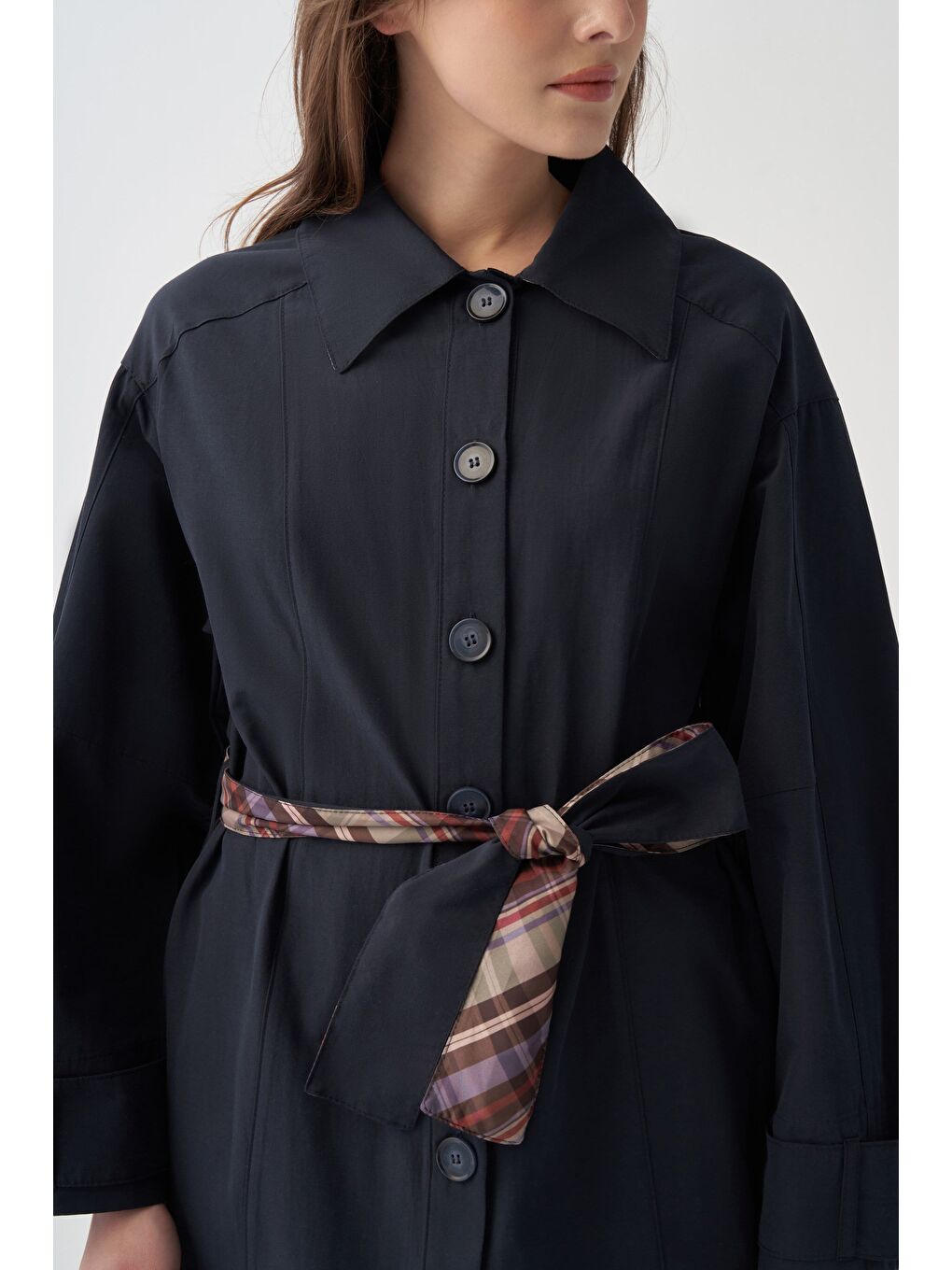 Lacivert-Rüzgarlıklı Trençkot-4