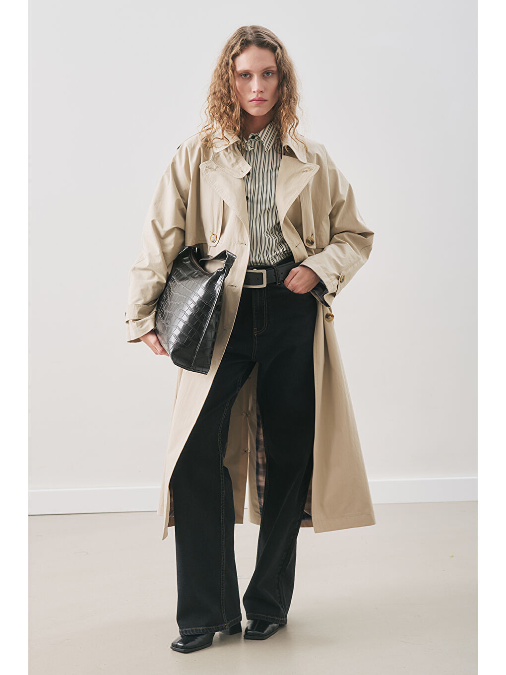 Bej Zurıch Oversıze Trençkot Kum-4