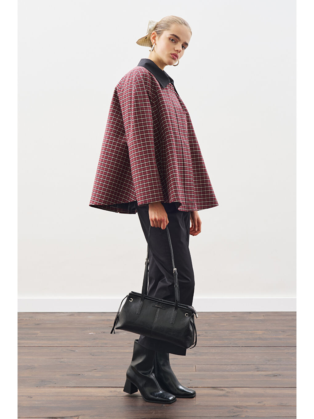 Karışık Kontrast Yakalı Trençkot Ekose-3