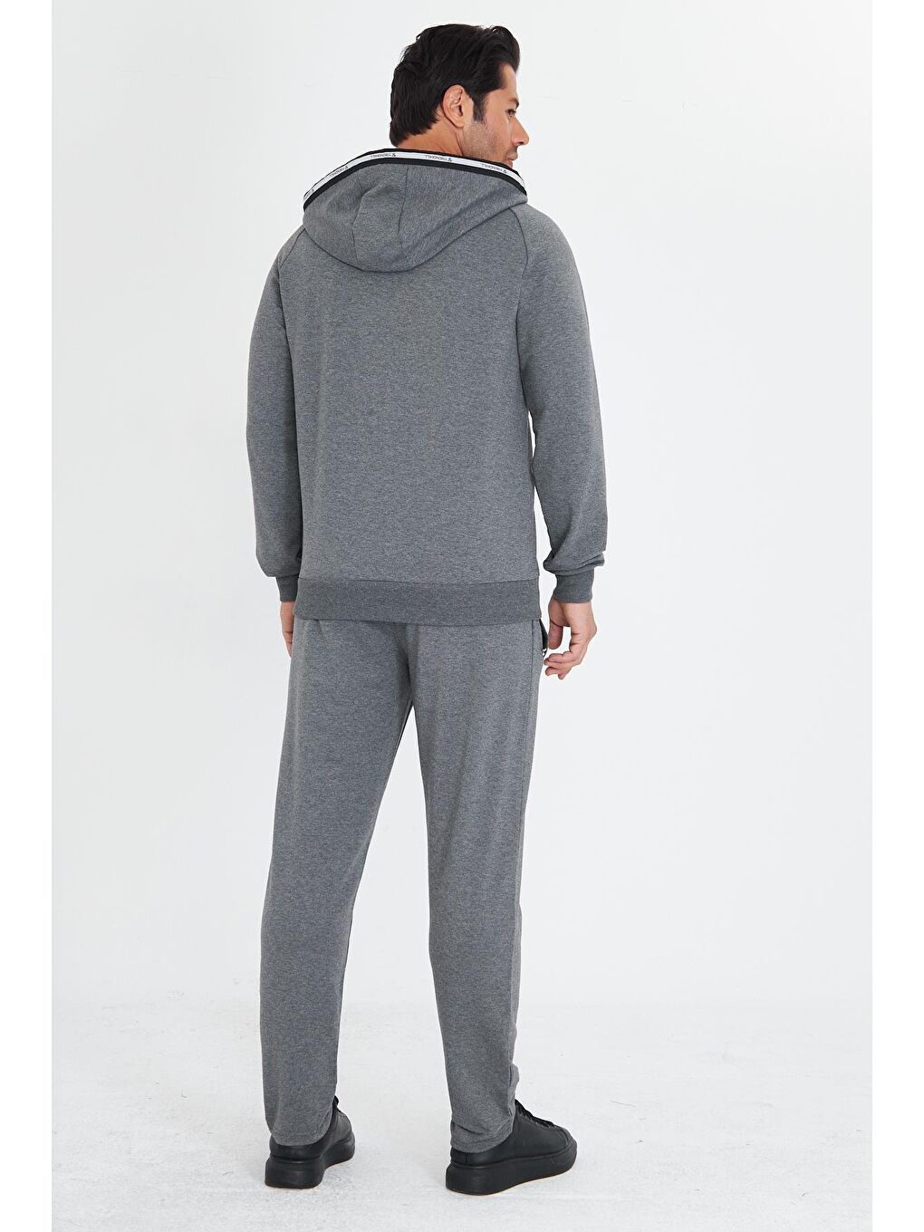Erkek Pamuklu Kapüşonlu Eşofman Takımı Antrasit 5756-A-7