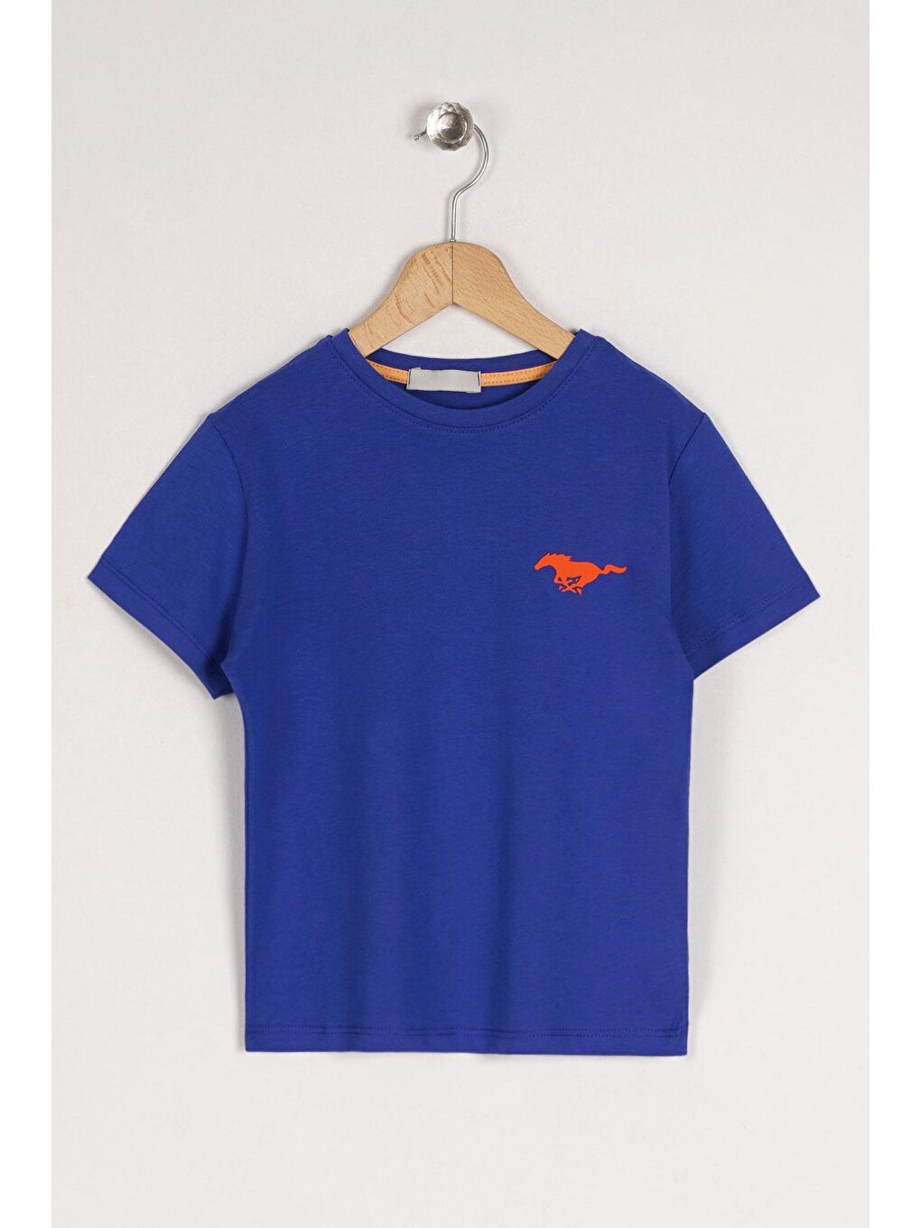 Mavi Bisiklet Yaka Kısa Kol Baskılı Saks Renk Erkek Çocuk Tshirt