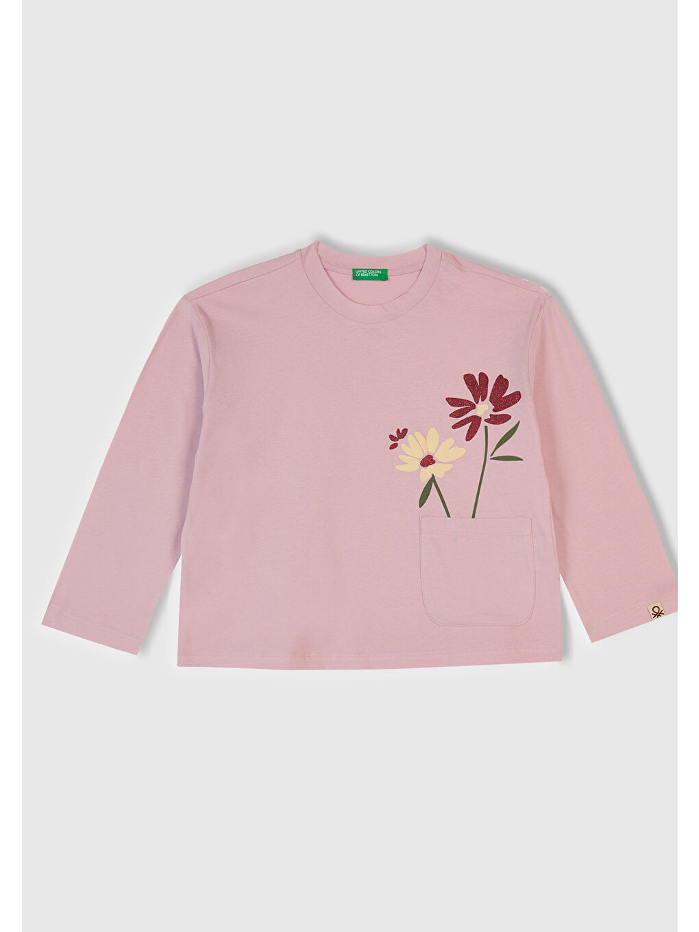 Kız Çocuk Toz Pembe-Mor Üstü Baskılı Cep Detaylı Altı Desenli Slim Fit Pijama Takımı-2