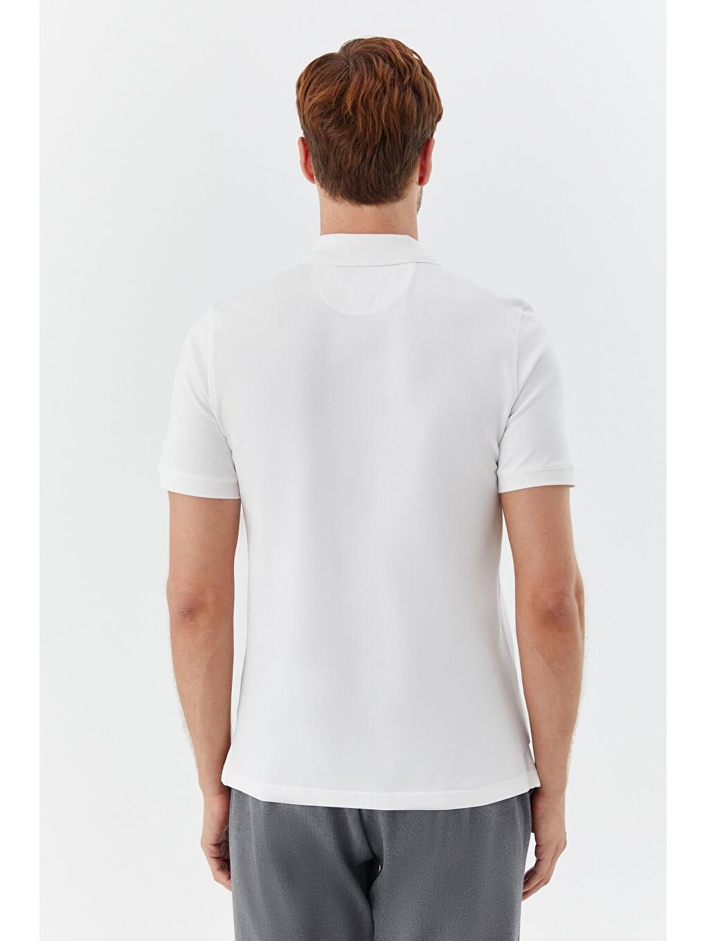 Beyaz %100 Pamuk Düğmeli Polo Yaka Erkek T-Shirt-3
