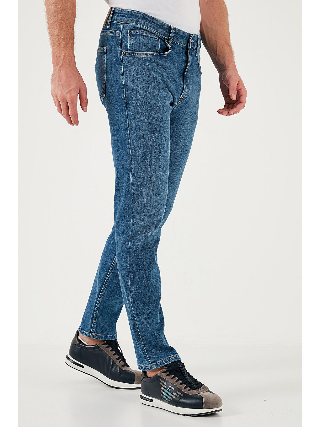 Buratti Mavi Streç Pamuklu Comfort Fit Yüksek Bel Boru Paça Erkek Jeans 4400S18TEXAS - 3