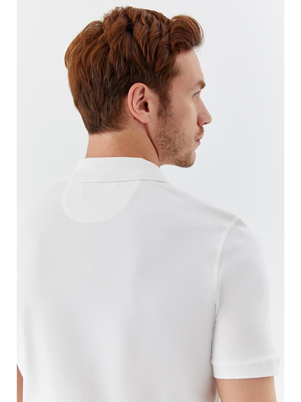 Beyaz %100 Pamuk Düğmeli Polo Yaka Erkek T-Shirt-4