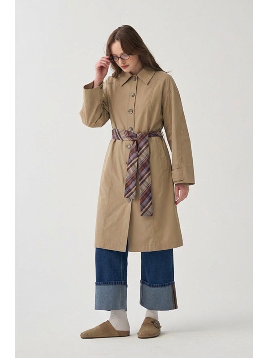 Bej-Rüzgarlıklı Trençkot-1