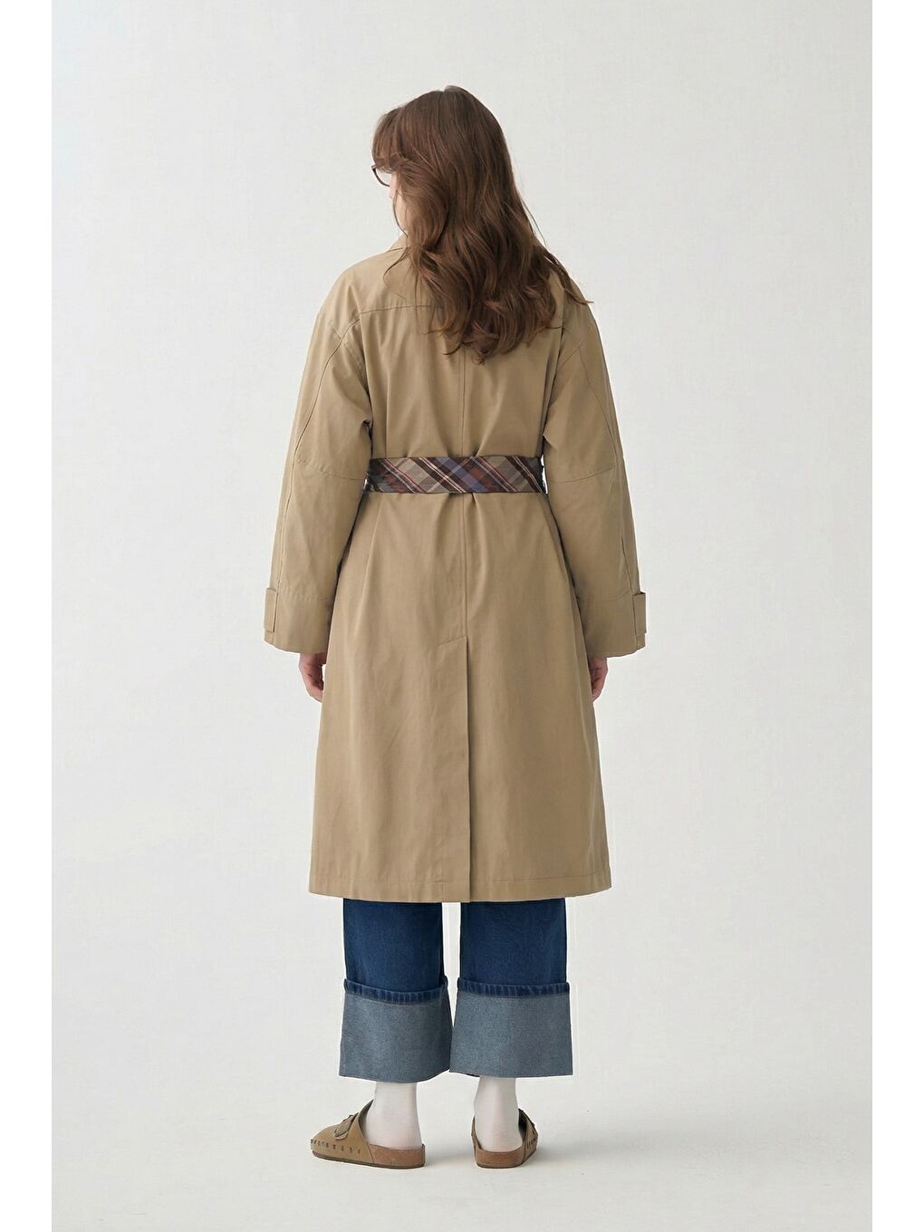 Bej-Rüzgarlıklı Trençkot-2