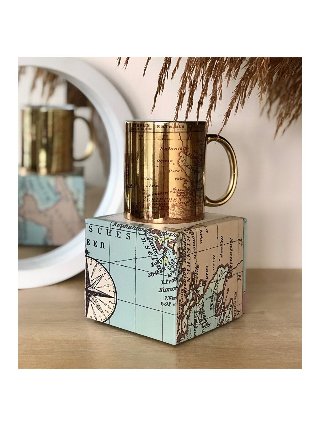 BAM HEDİYELİK EŞYA Altın Özel Kutulu Our Adventure Mug Tasarımlı Gold Kupa