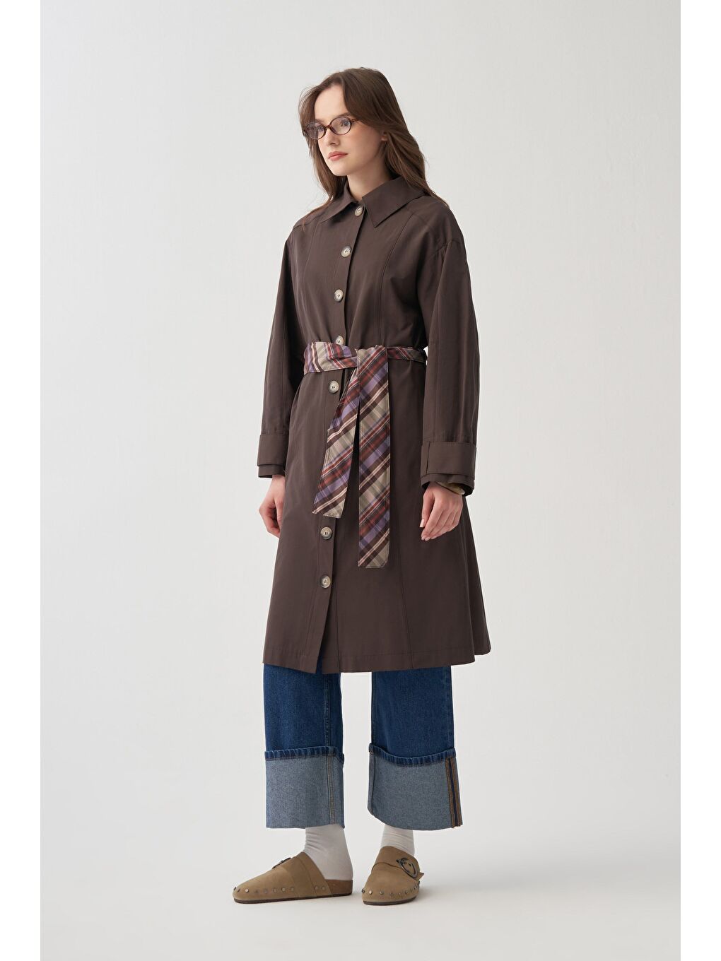 Kahverengi Kahve-Rüzgarlıklı Trençkot-1