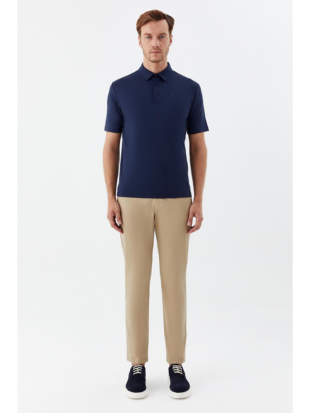 Erkek Açık Lacivert Standart Fit Düğmeli Polo Yaka Tişört – Kısa Kollu-1