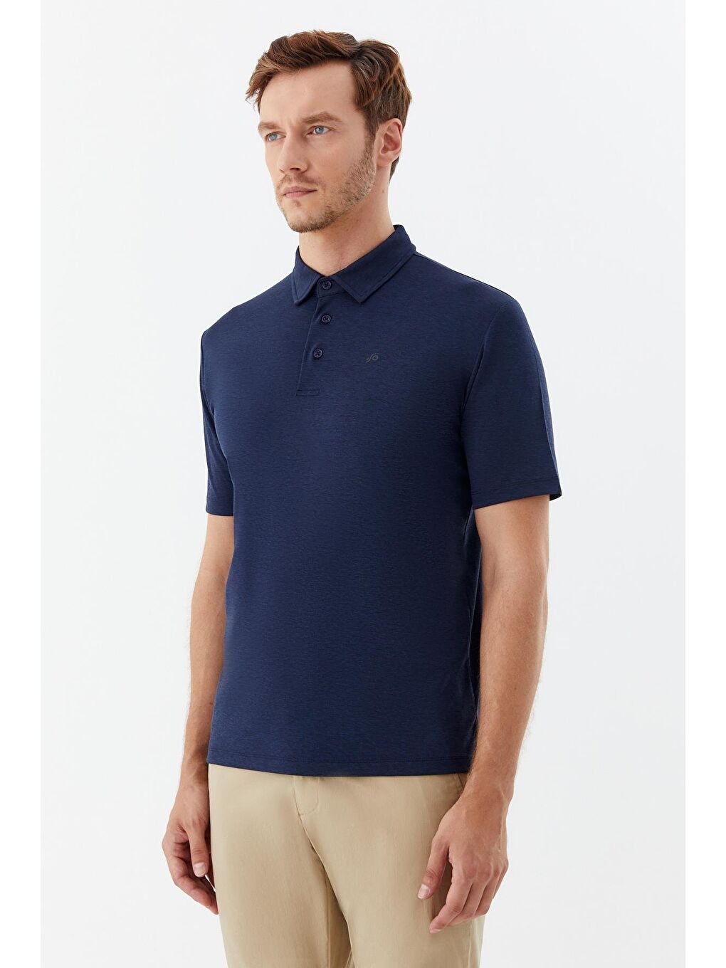 Erkek Açık Lacivert Standart Fit Düğmeli Polo Yaka Tişört – Kısa Kollu-2