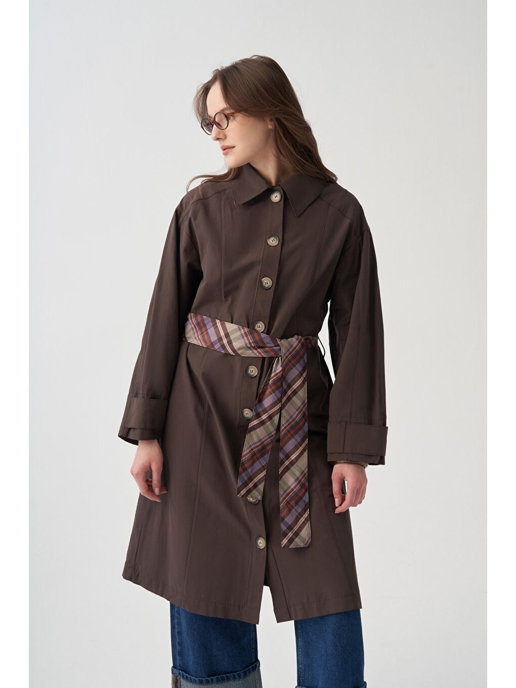 Kahverengi Kahve-Rüzgarlıklı Trençkot-3