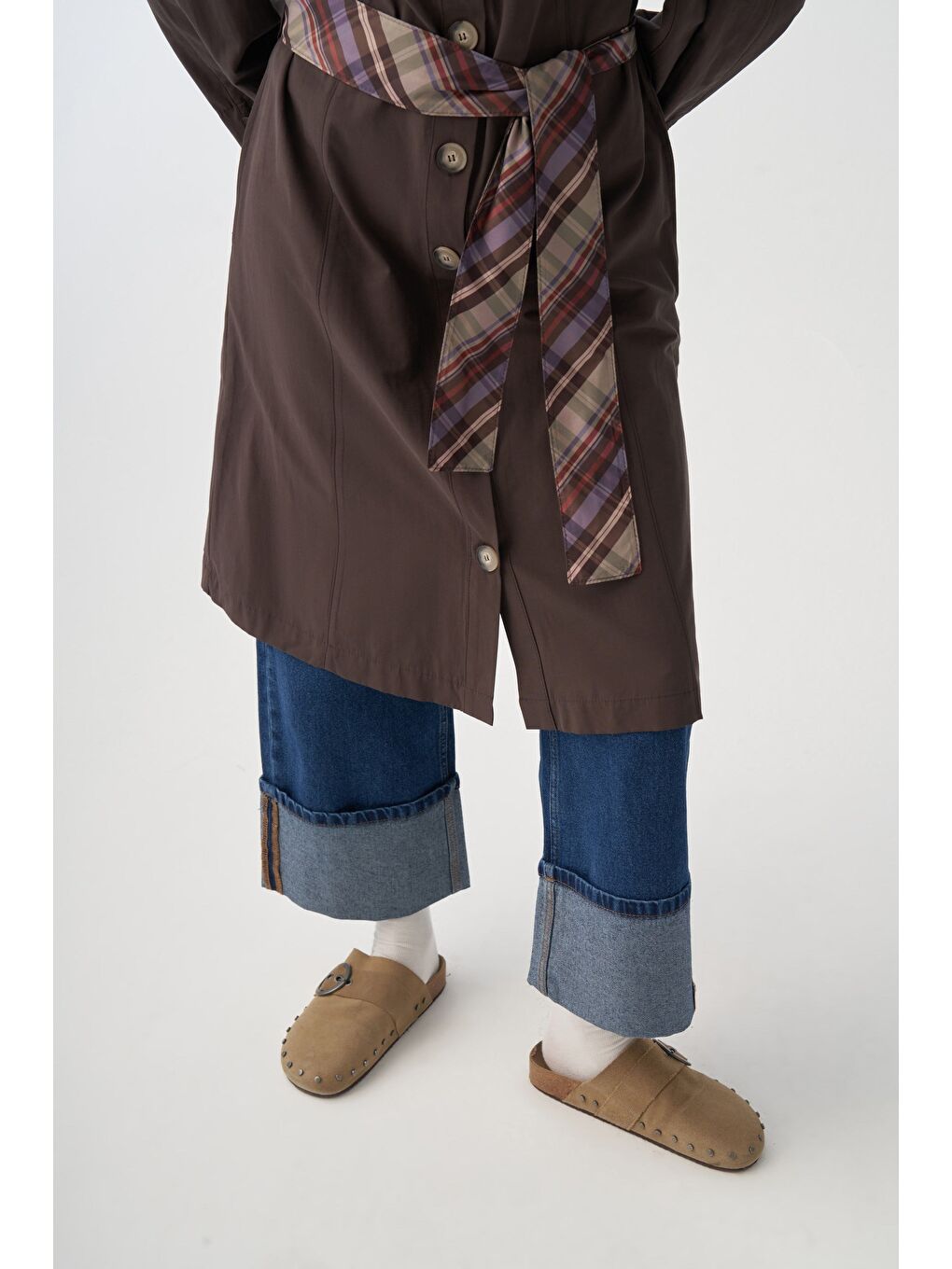 Kahverengi Kahve-Rüzgarlıklı Trençkot-4