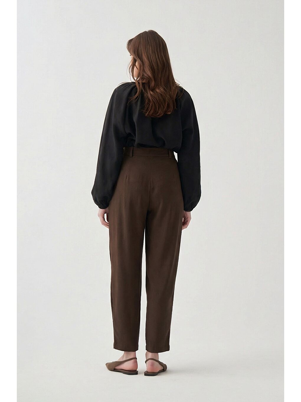 Kahverengi Kahve-Pile Detaylı Pantolon-2